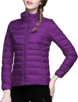 Womens Puffer Coat Light Weight Down Coats Slimming Zip Up Outerwear Warm Jacket Winter 2023 Solid Color Down Jacket