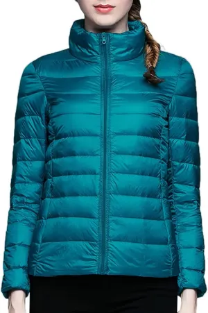 Womens Puffer Coat Light Weight Down Coats Slimming Zip Up Outerwear Warm Jacket Winter 2023 Solid Color Down Jacket