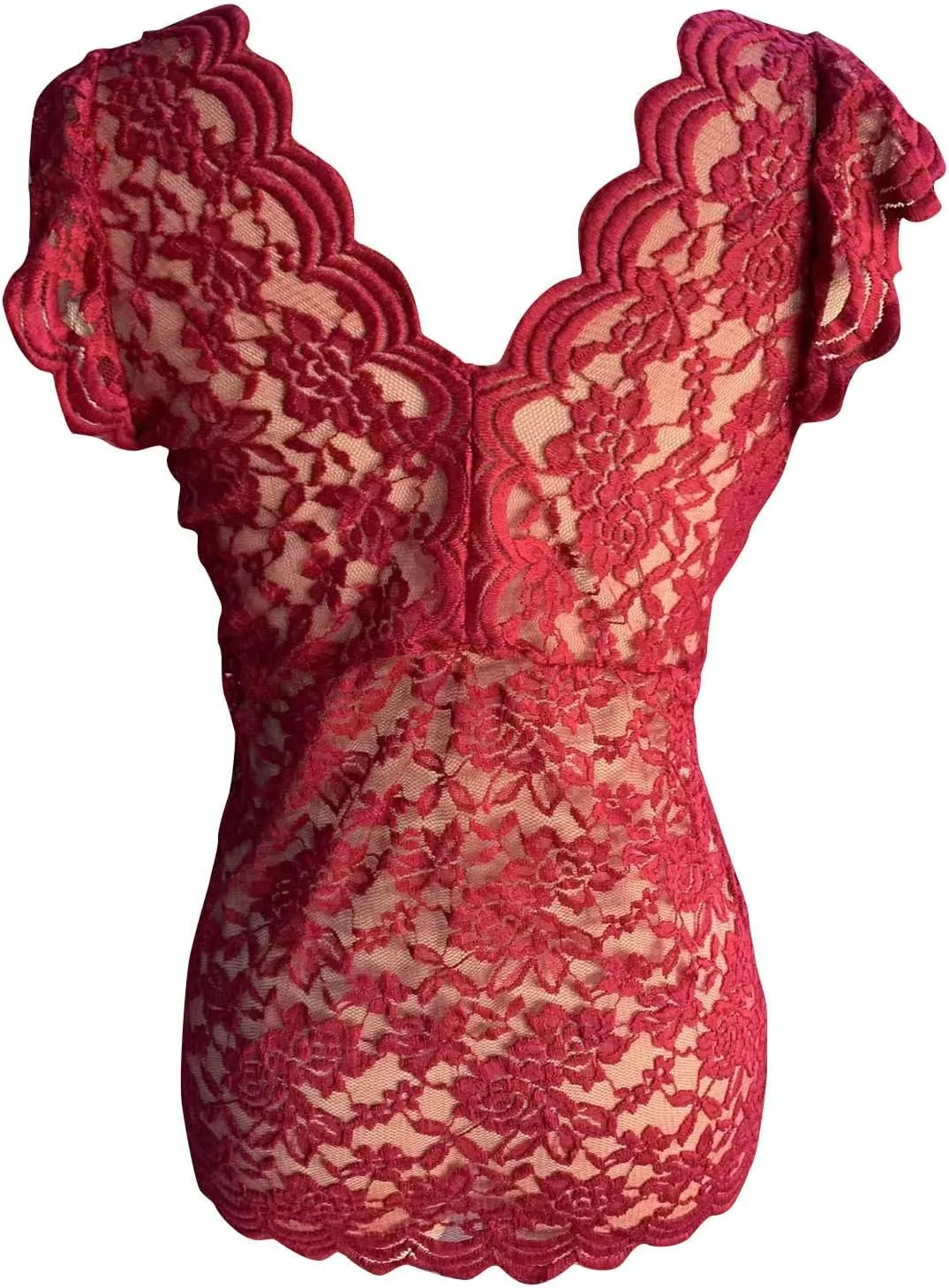 Women's Sexy Slim Blouse Lace V-Neck Sleeveless Shirts Evening Date Night Party Club Wear Solid Color Corset Tank Tops