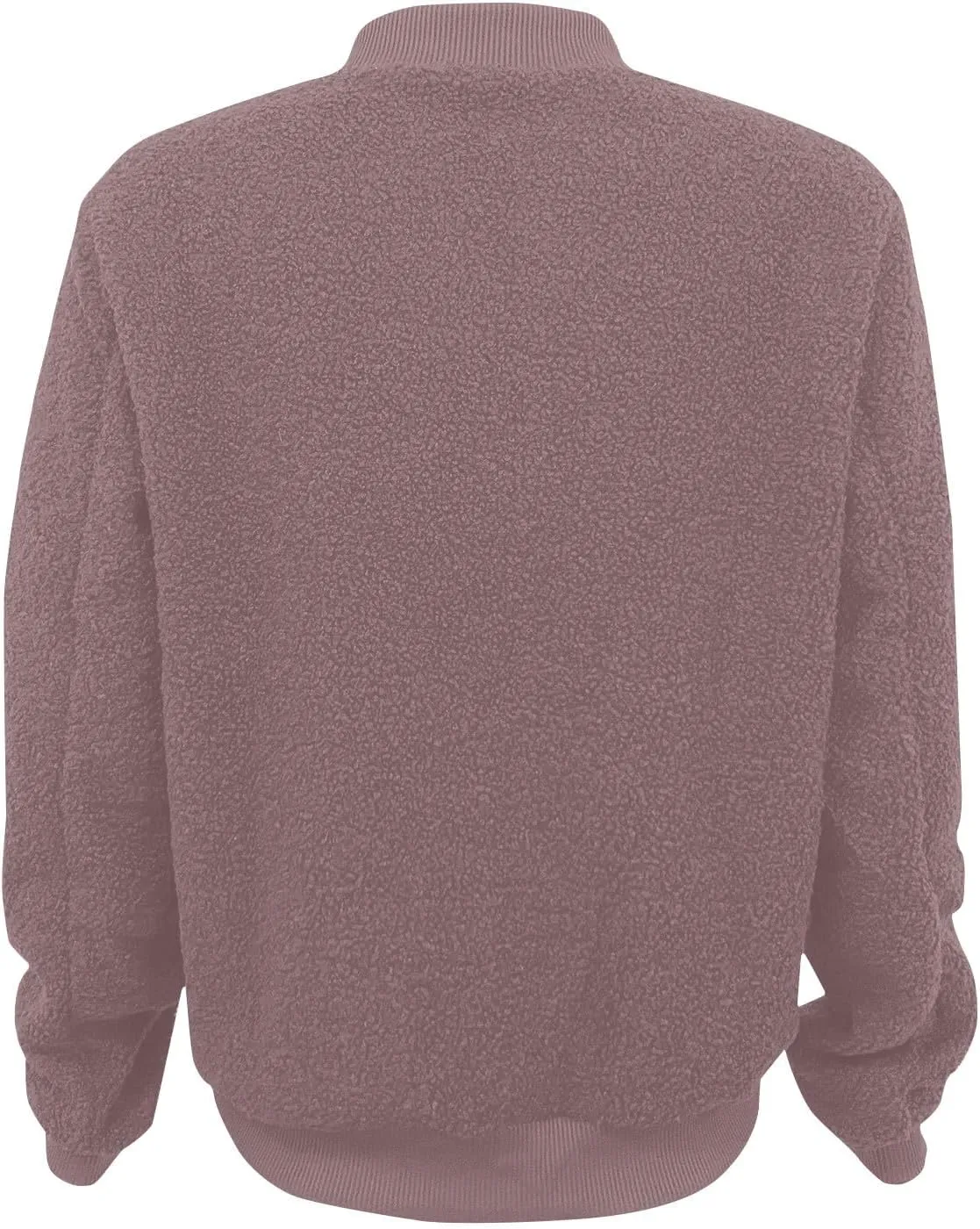Women's Sherpa Fleece Jacket Faux Fuzzy Long Sleeve Casual Zip up Bomber Coat Winter Fuzzy Casual Zip up Coat Pocket