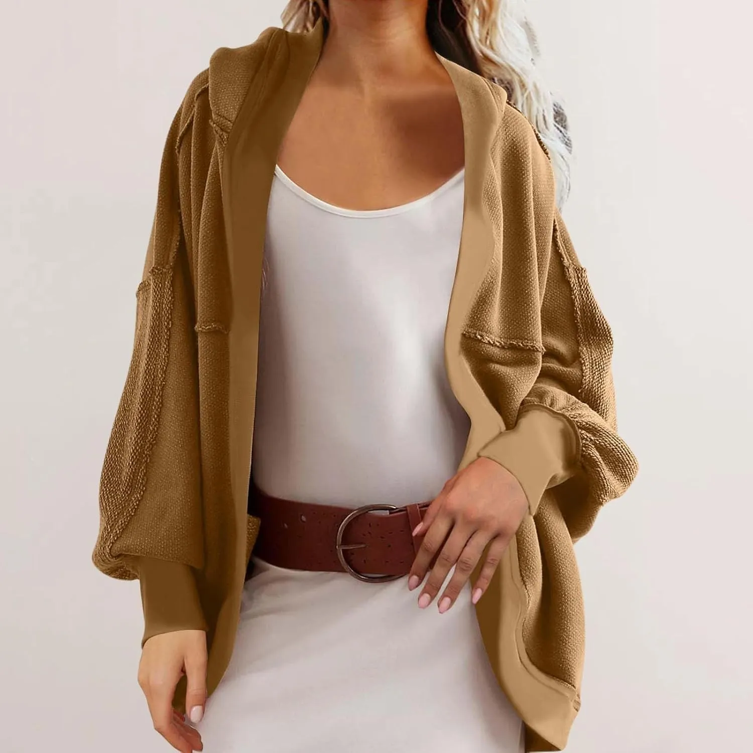 Women's Sweatshirt Cardigan Oversized Long Sleeve Open Front Hooded Jackets Cozy Coats