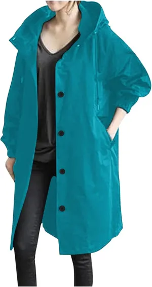 Women's Trench Coat Long Single-Breasted Rain Jacket Spring Fall Fashion Windbreaker Classic Lapel Overcoat Outerwear