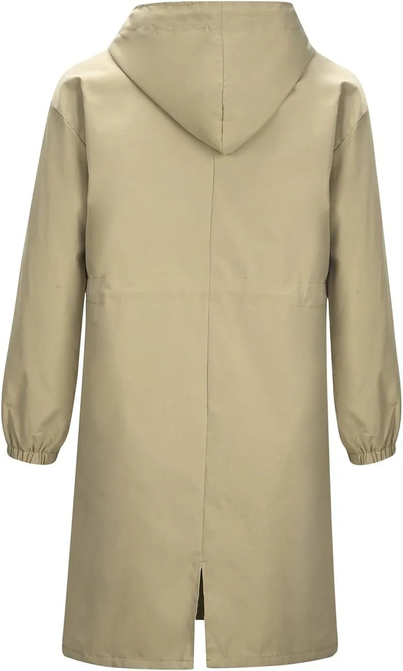 Women's Trench Coat Long Single-Breasted Rain Jacket Spring Fall Fashion Windbreaker Classic Lapel Overcoat Outerwear