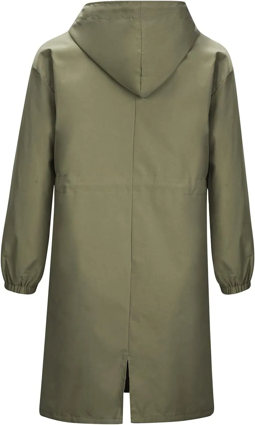 Women's Trench Coat Long Single-Breasted Rain Jacket Spring Fall Fashion Windbreaker Classic Lapel Overcoat Outerwear