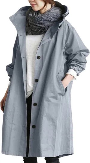 Women's Winter Casual Single Breasted Long Wool Coat Formal Office Wool Overcoat