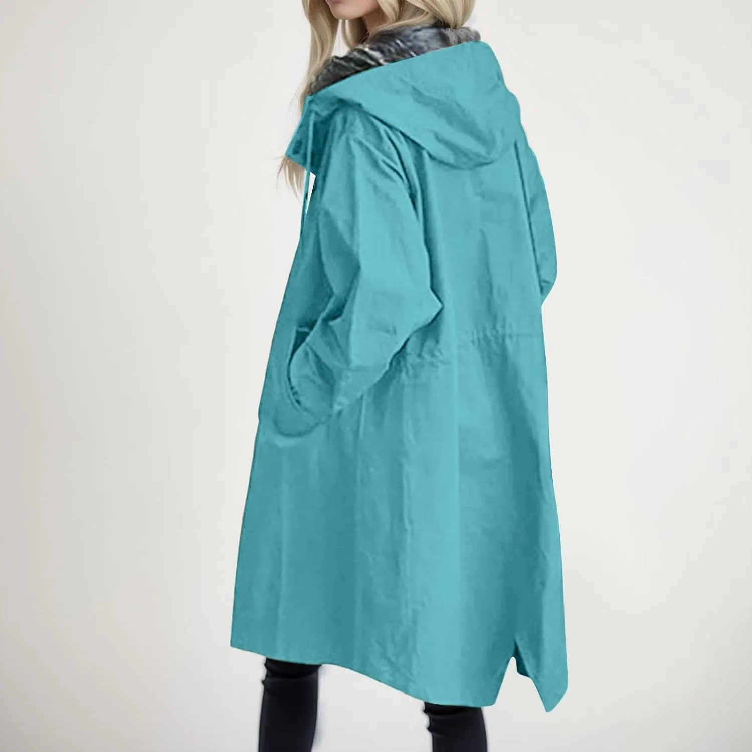 Women's Winter Casual Single Breasted Long Wool Coat Formal Office Wool Overcoat