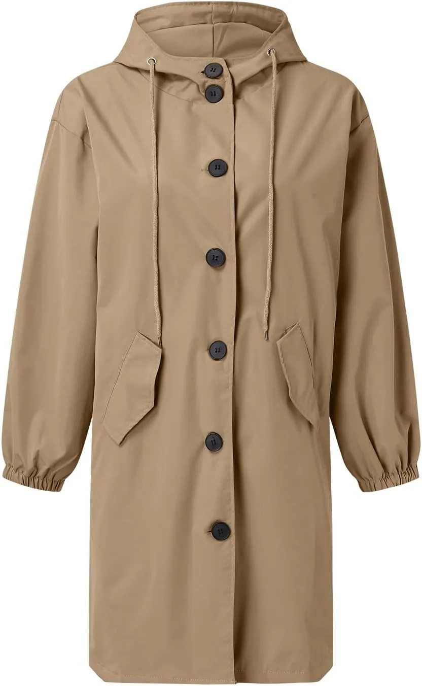 Women's Winter Double Breasted Midi Long Wool Pea Coat Notch Lapel Winter Trench Coat