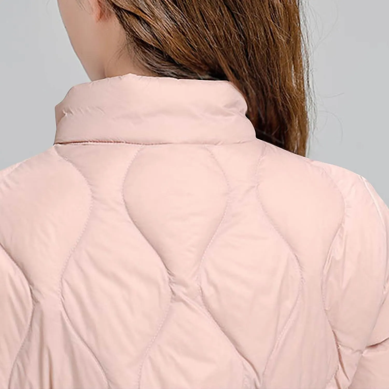 Women's Winter Lightweight Down Jacket Short Puffer Jacket Stand Collar Long Sleeved Warm Coats Padded Jacket