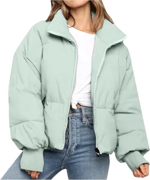 Women's Winter Puffer Coat Thicken Padded Down Jacket Outdoor Shearling Warm Quilted Casual Zipper 2024 Trendy Parka Outwear