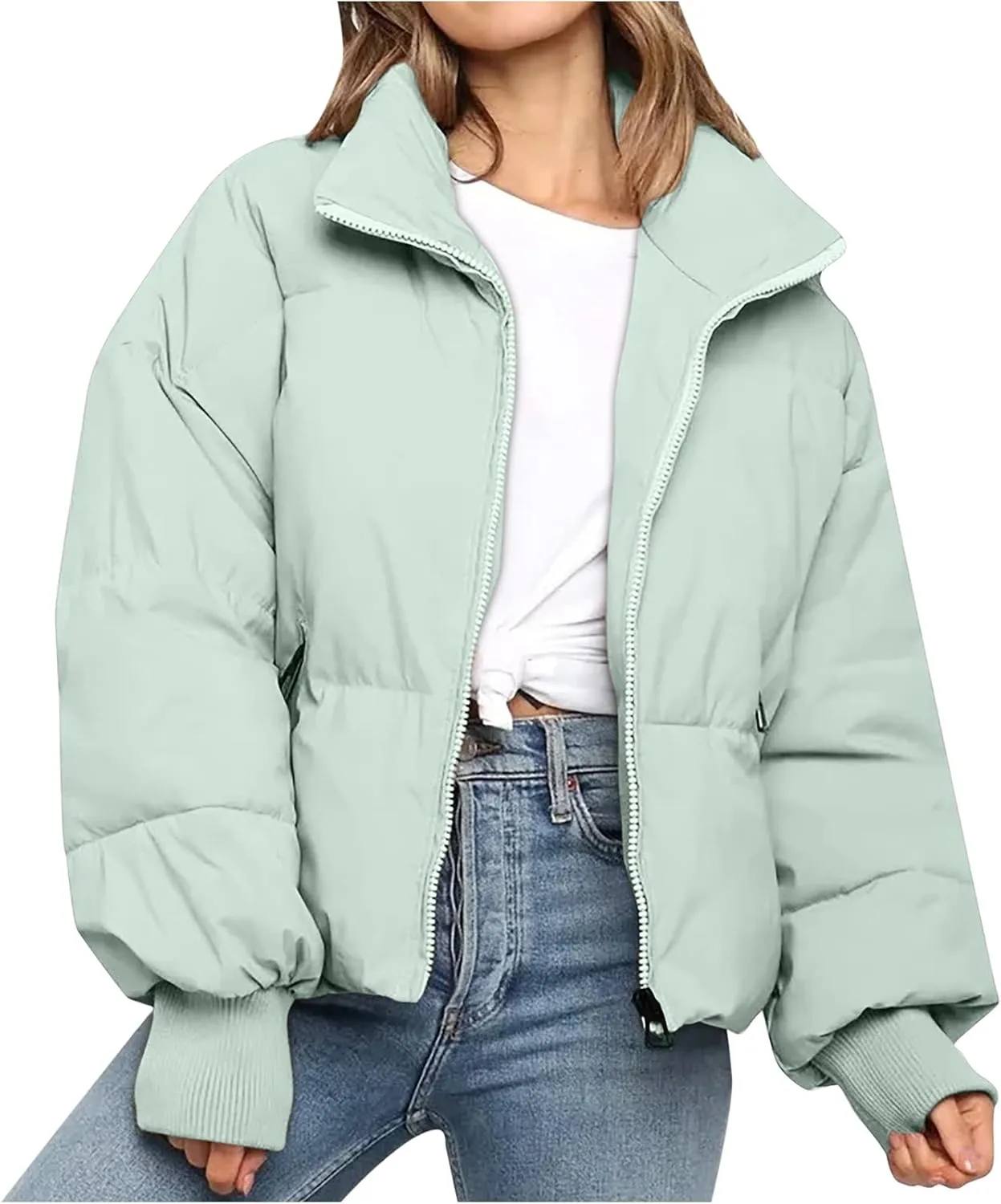 Women's Winter Puffer Coat Thicken Padded Down Jacket Outdoor Shearling Warm Quilted Casual Zipper 2024 Trendy Parka Outwear