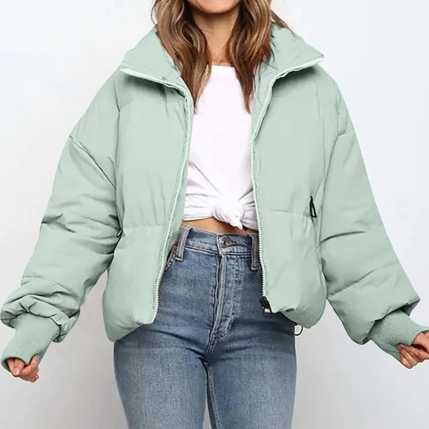 Women's Winter Puffer Coat Thicken Padded Down Jacket Outdoor Shearling Warm Quilted Casual Zipper 2024 Trendy Parka Outwear