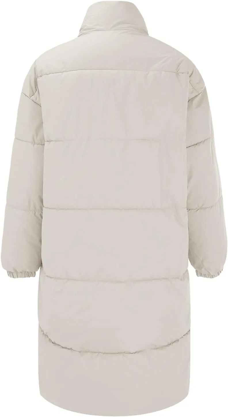 Women's Winter Thickened Down Jackets Long Quilted Puffer Coats Warm Loose Fit Casual Trendy P Letter Outerwear
