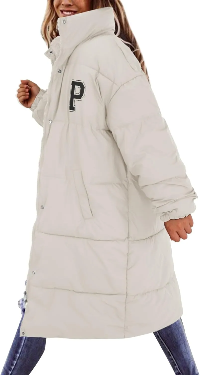 Women's Winter Thickened Down Jackets Long Quilted Puffer Warm Coats Loose Casual Trendy Outerwear