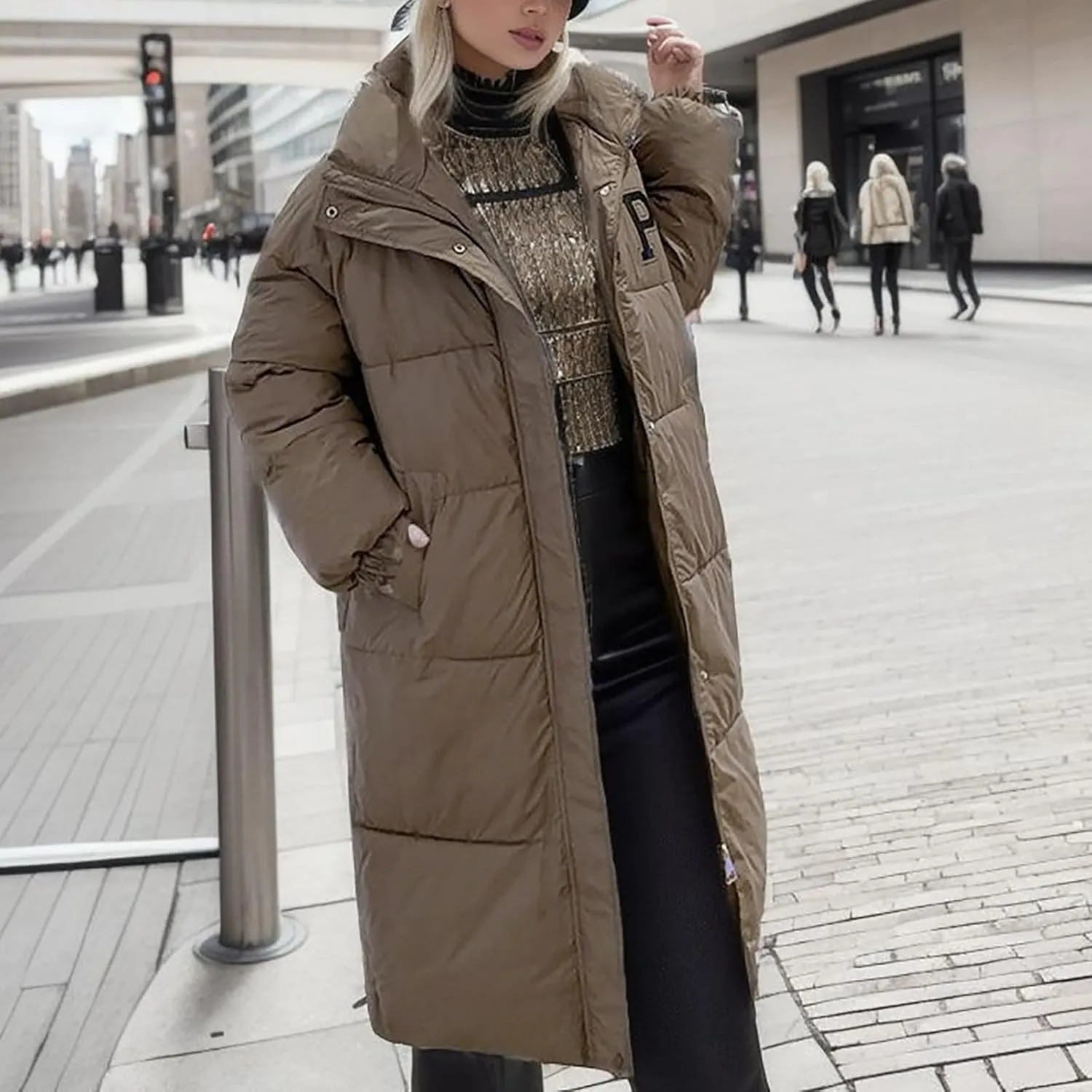 Women's Winter Thickened Down Jackets Long Quilted Puffer Warm Coats Loose Casual Trendy Outerwear