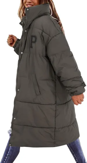 Women's Winter Thickened Down Jackets Long Quilted Puffer Warm Coats Loose Casual Trendy Outerwear