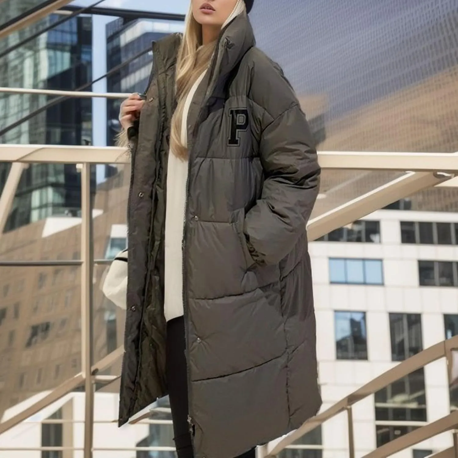 Women's Winter Thickened Down Jackets Long Quilted Puffer Warm Coats Loose Casual Trendy Outerwear