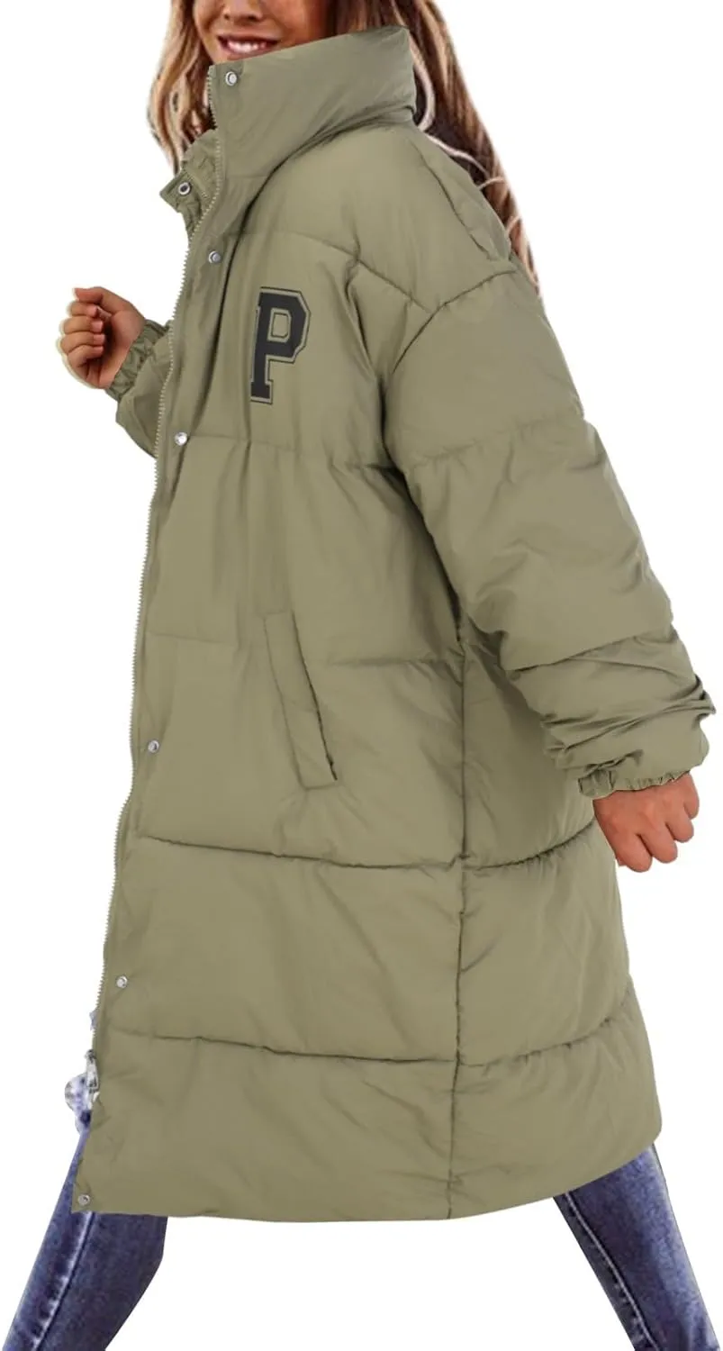 Women's Winter Thickened Down Jackets Long Quilted Puffer Warm Coats Loose Casual Trendy Outerwear