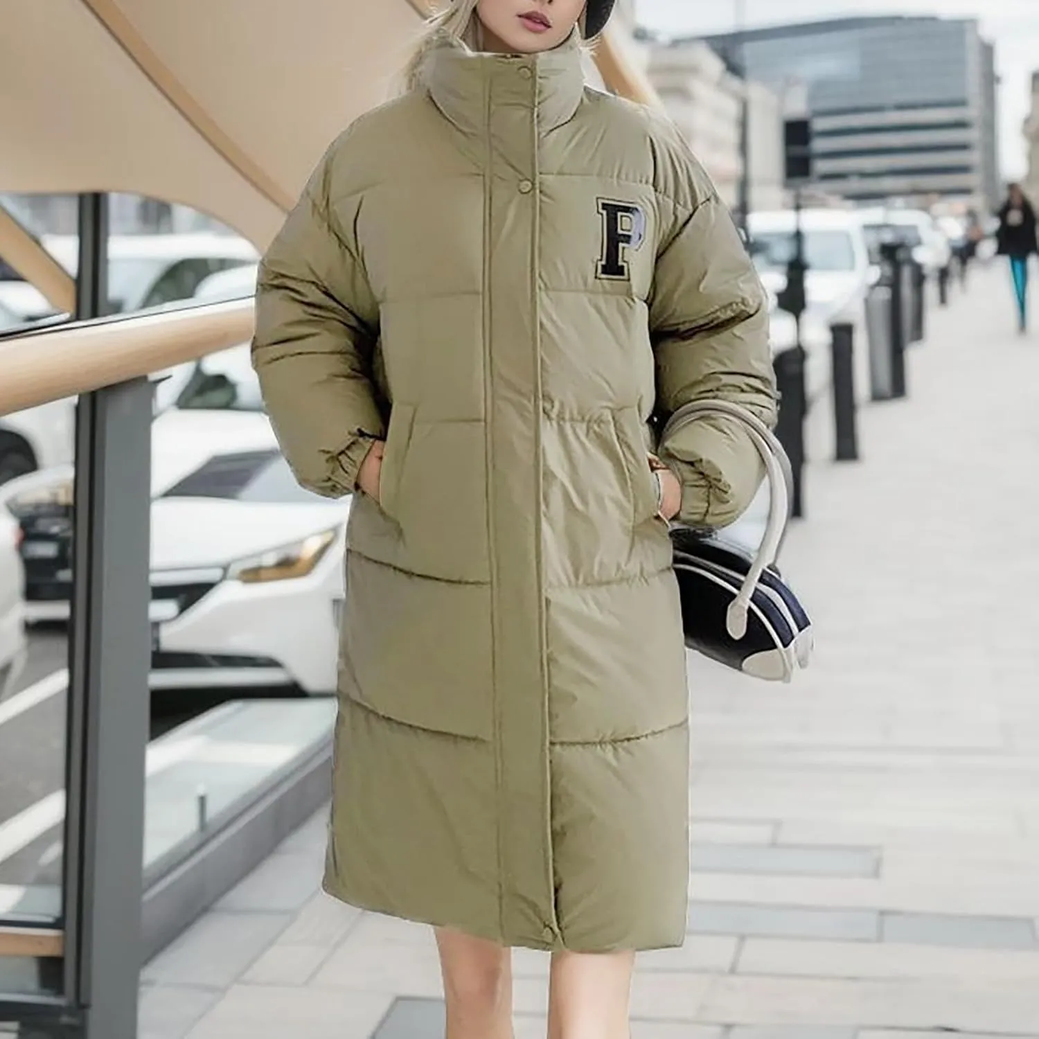 Women's Winter Thickened Down Jackets Long Quilted Puffer Warm Coats Loose Casual Trendy Outerwear