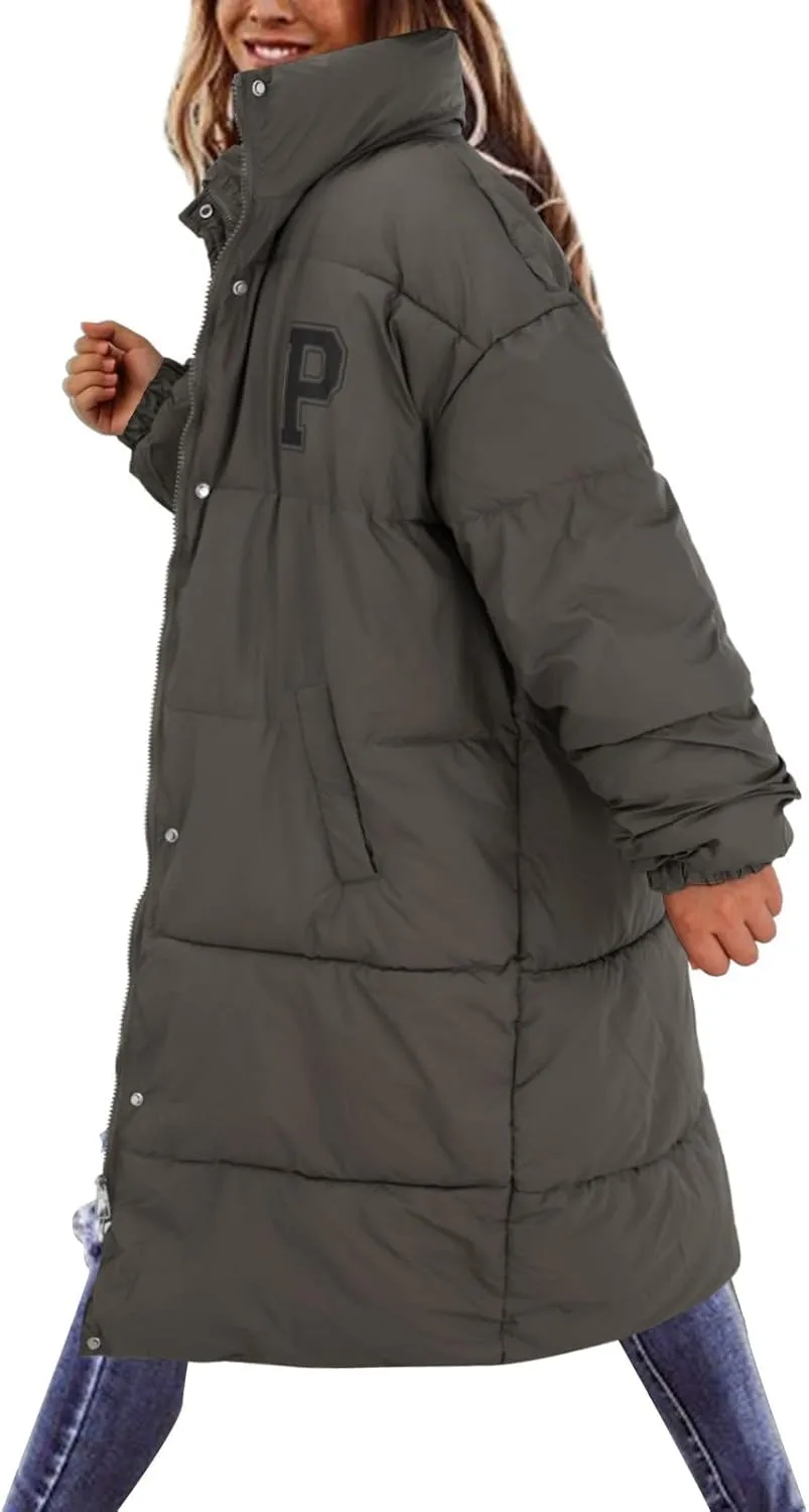 Women's Winter Thickened Down Jackets Long Quilted Puffer Warm Coats Loose Casual Trendy Outerwear