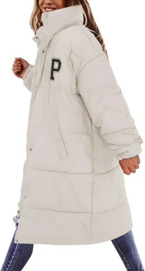 Women's Winter Thickened Down Jackets Long Quilted Puffer Warm Coats Loose Casual Trendy Outerwear