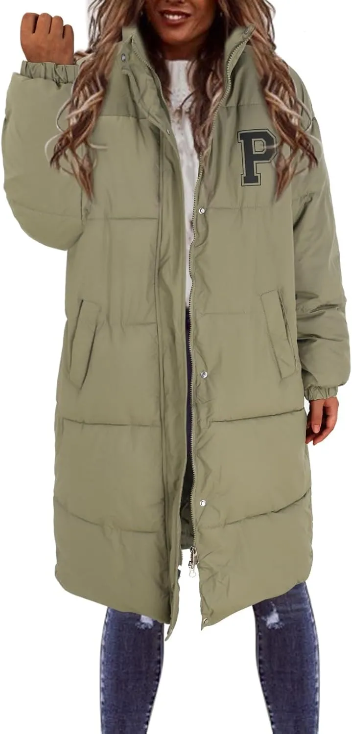 Women's Winter Thickened Down Jackets Long Quilted Puffer Warm Coats Loose Casual Trendy Outerwear