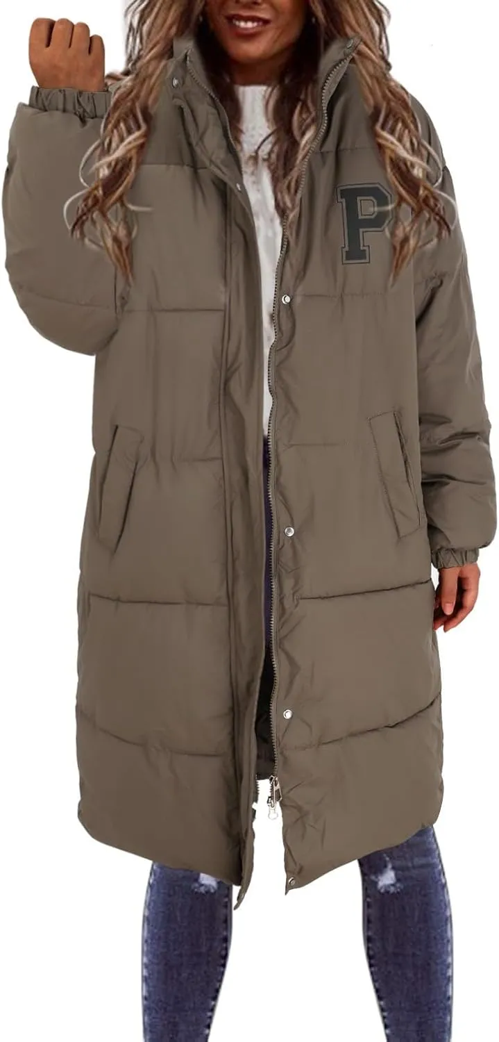 Women's Winter Thickened Down Jackets Long Quilted Puffer Warm Coats Loose Casual Trendy Outerwear