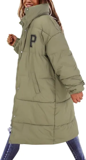 Women's Winter Thickened Down Jackets Long Quilted Puffer Warm Coats Loose Casual Trendy Outerwear