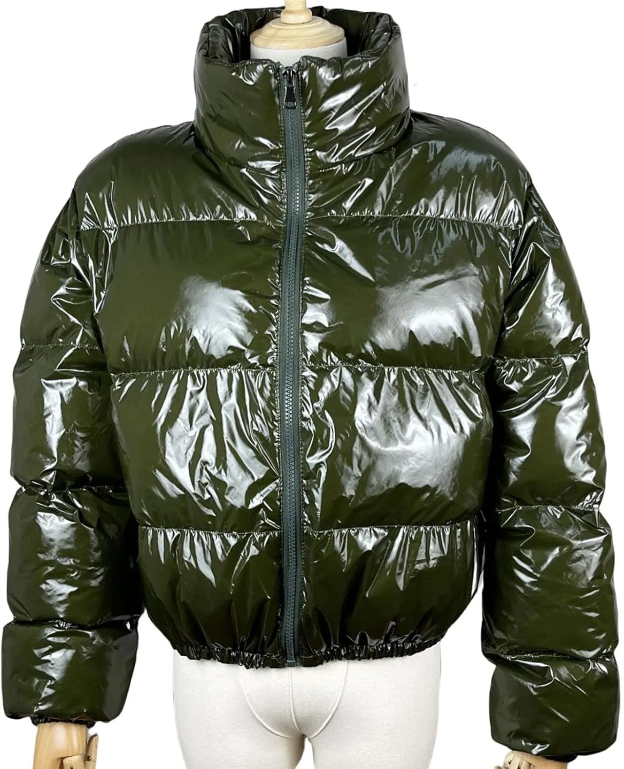 Women's Winter Warm Stand Collar Jackets Slim Fit Cropped Puffer Down Coats Casual Stylish Winter Outerwear