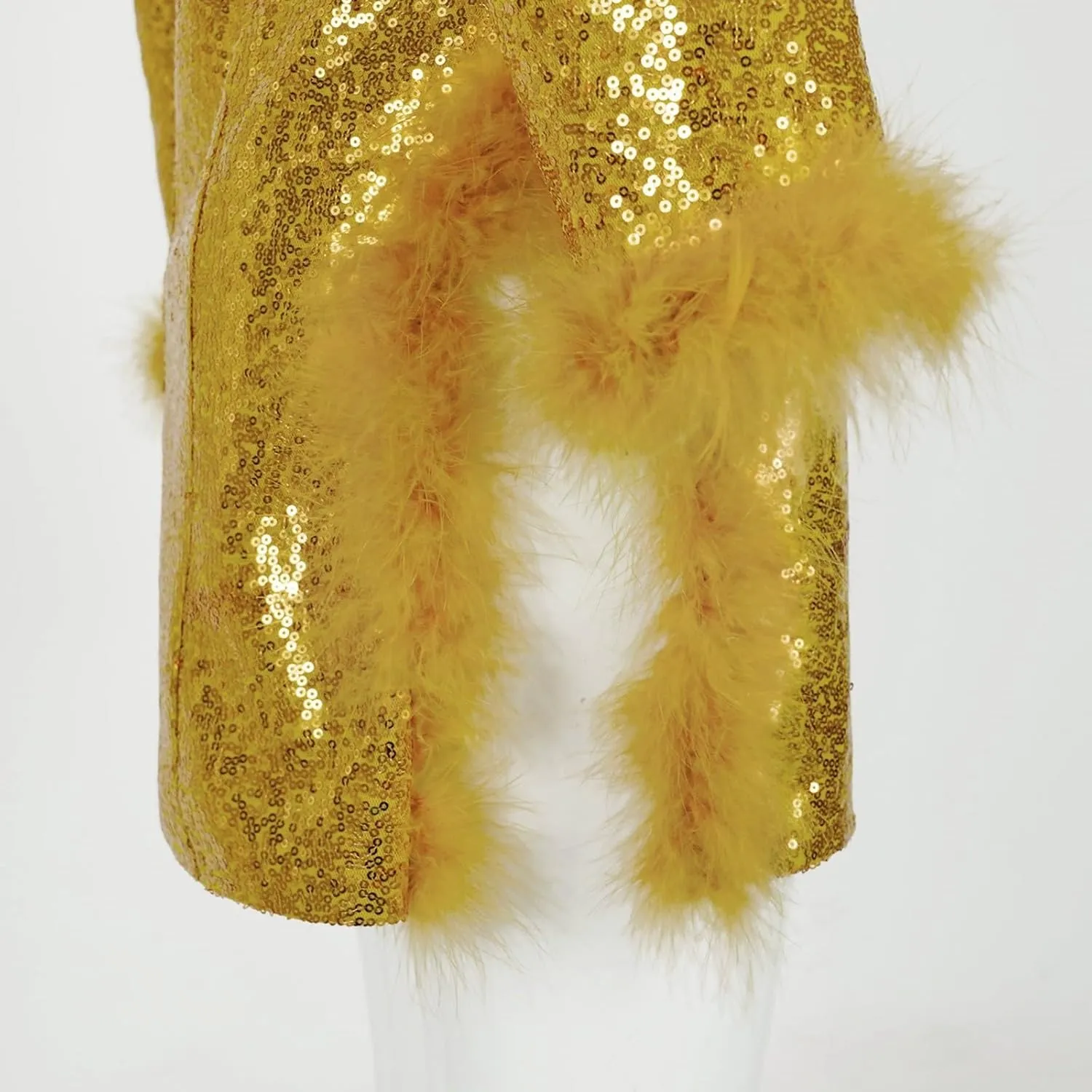 Womens Work Dress Fashion Sequin Feather Blazers Elegant Slim Fit Long Sleeve Button Jacket Coat 2024 Fall Party Suit