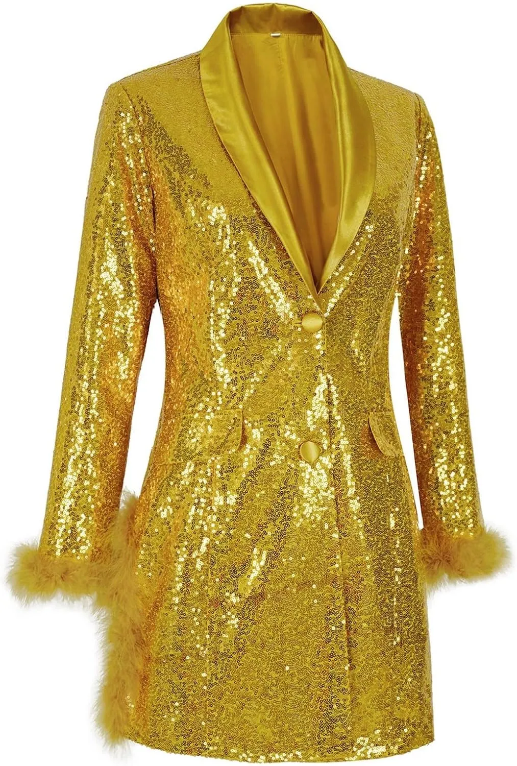 Womens Work Dress Fashion Sequin Feather Blazers Elegant Slim Fit Long Sleeve Button Jacket Coat 2024 Fall Party Suit