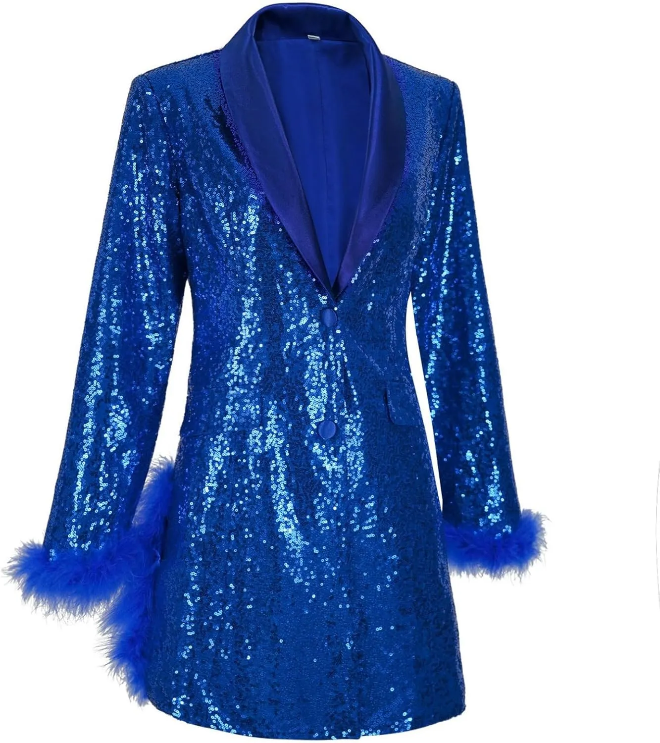 Womens Work Dress Fashion Sequin Feather Blazers Elegant Slim Fit Long Sleeve Button Jacket Coat 2024 Fall Party Suit