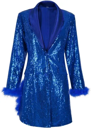 Womens Work Dress Fashion Sequin Feather Blazers Elegant Slim Fit Long Sleeve Button Jacket Coat 2024 Fall Party Suit