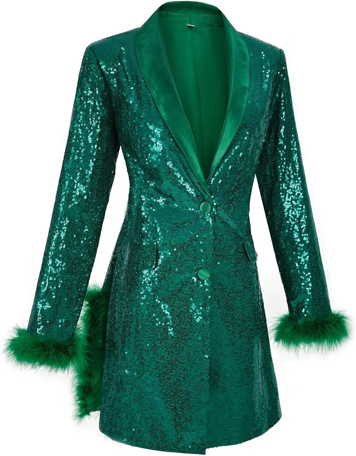 Womens Work Dress Fashion Sequin Feather Blazers Elegant Slim Fit Long Sleeve Button Jacket Coat 2024 Fall Party Suit