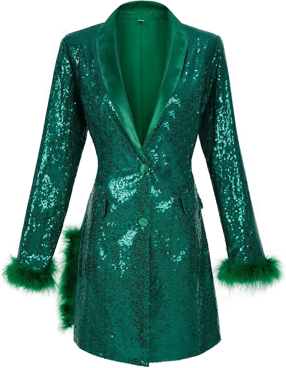 Womens Work Dress Fashion Sequin Feather Blazers Elegant Slim Fit Long Sleeve Button Jacket Coat 2024 Fall Party Suit