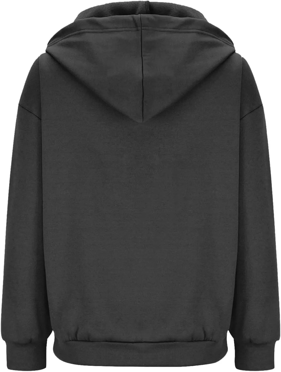 Womens Zip Up Hoodies Solid Long Sleeve Oversized Sweatshirts Fleece Jacket with Pockets
