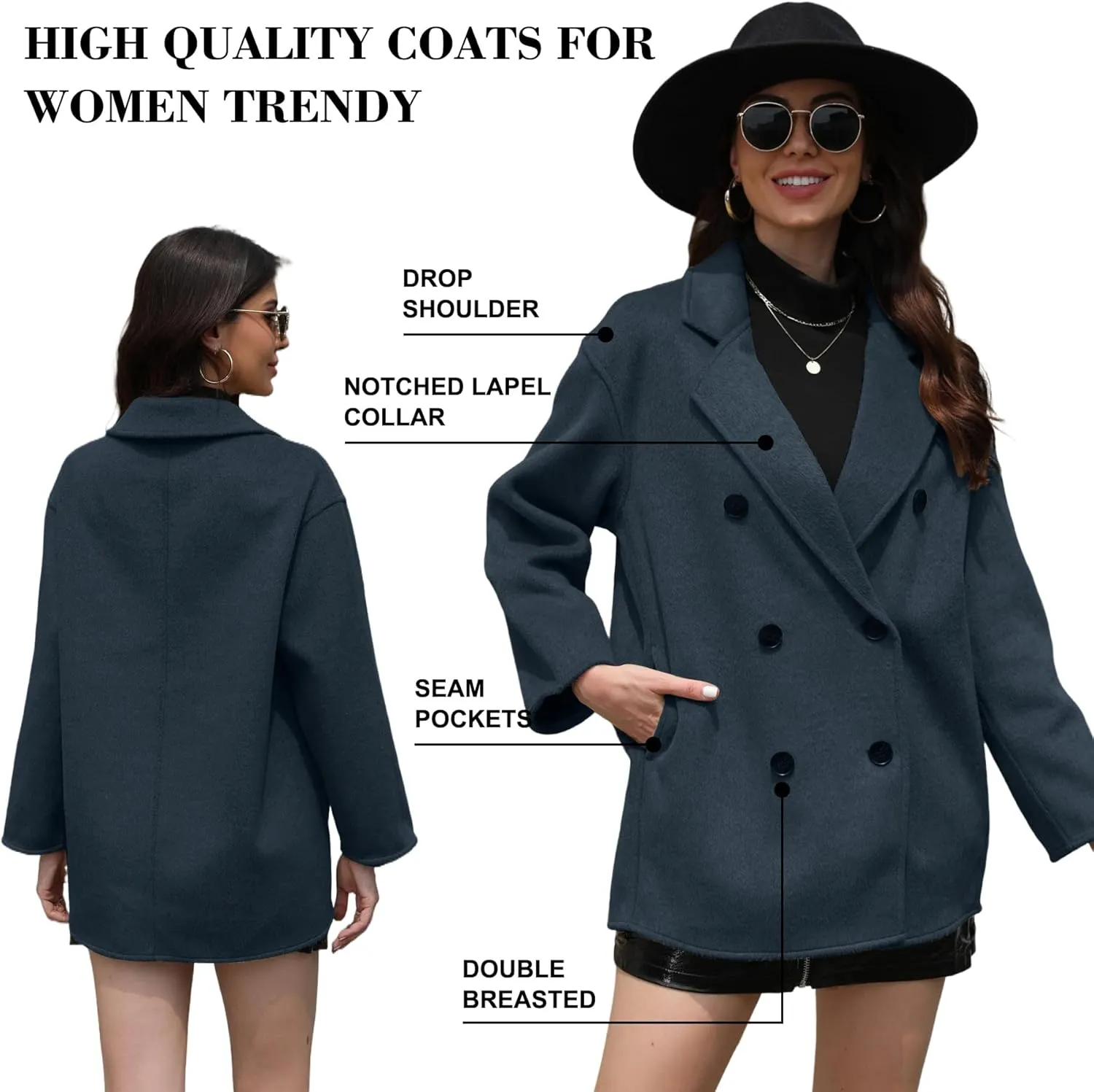 Wool Blend Wrap Coat Women's Superior 70% Wool Coat, Classy Long Wool Coat with Belt
