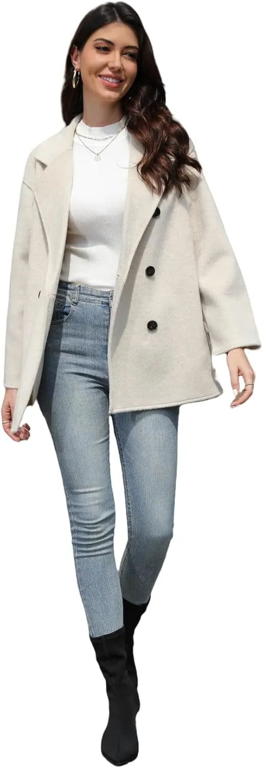 Wool Blend Wrap Coat Women's Superior 70% Wool Coat, Classy Long Wool Coat with Belt