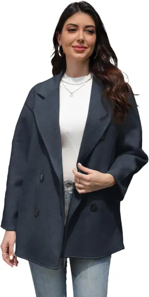 Wool Blend Wrap Coat Women's Superior 70% Wool Coat, Classy Long Wool Coat with Belt