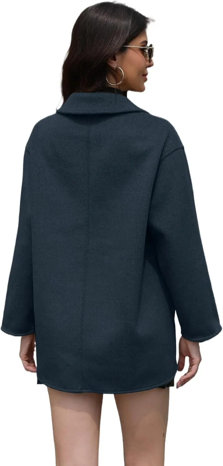 Wool Blend Wrap Coat Women's Superior 70% Wool Coat, Classy Long Wool Coat with Belt