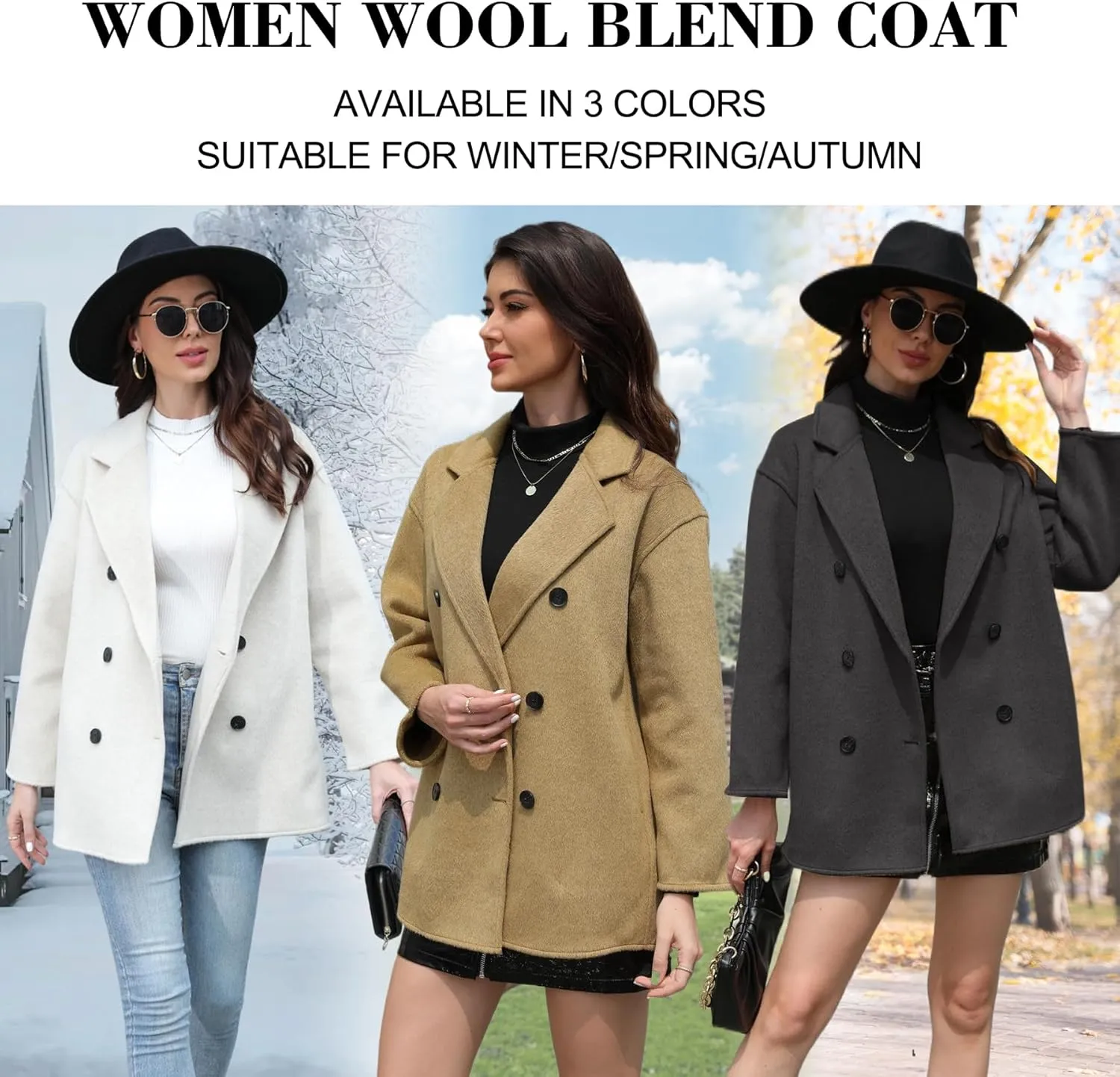 Wool Blend Wrap Coat Women's Superior 70% Wool Coat, Classy Long Wool Coat with Belt