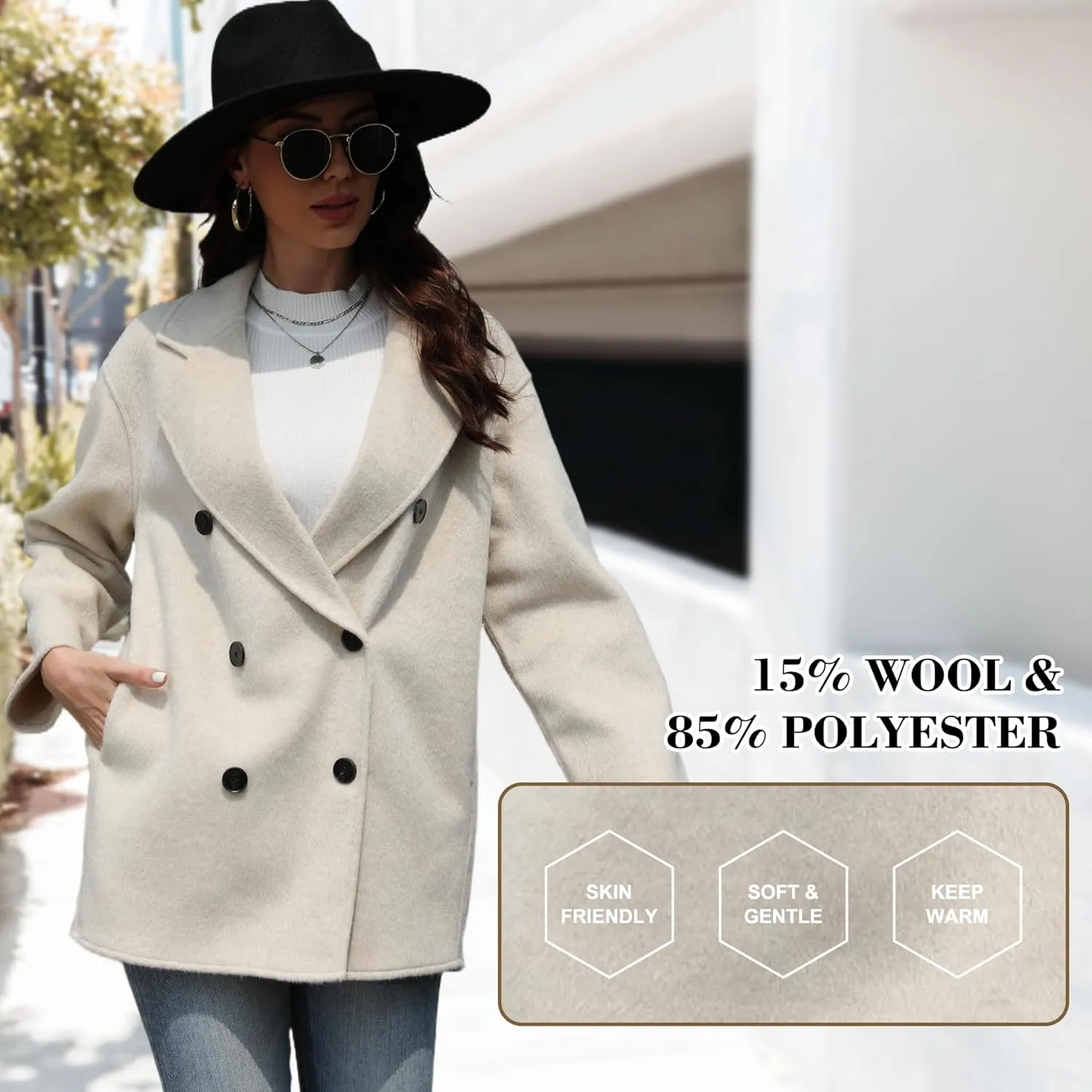 Wool Blend Wrap Coat Women's Superior 70% Wool Coat, Classy Long Wool Coat with Belt