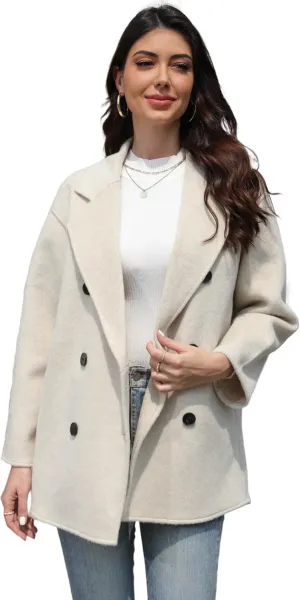 Wool Blend Wrap Coat Women's Superior 70% Wool Coat, Classy Long Wool Coat with Belt