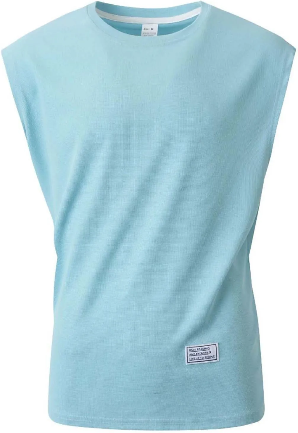 Workout Tank Tops for Men Sleeveless Round Neck Loose Comfy Training Shirts Casual Solid Flowy Hem Athletic Tops