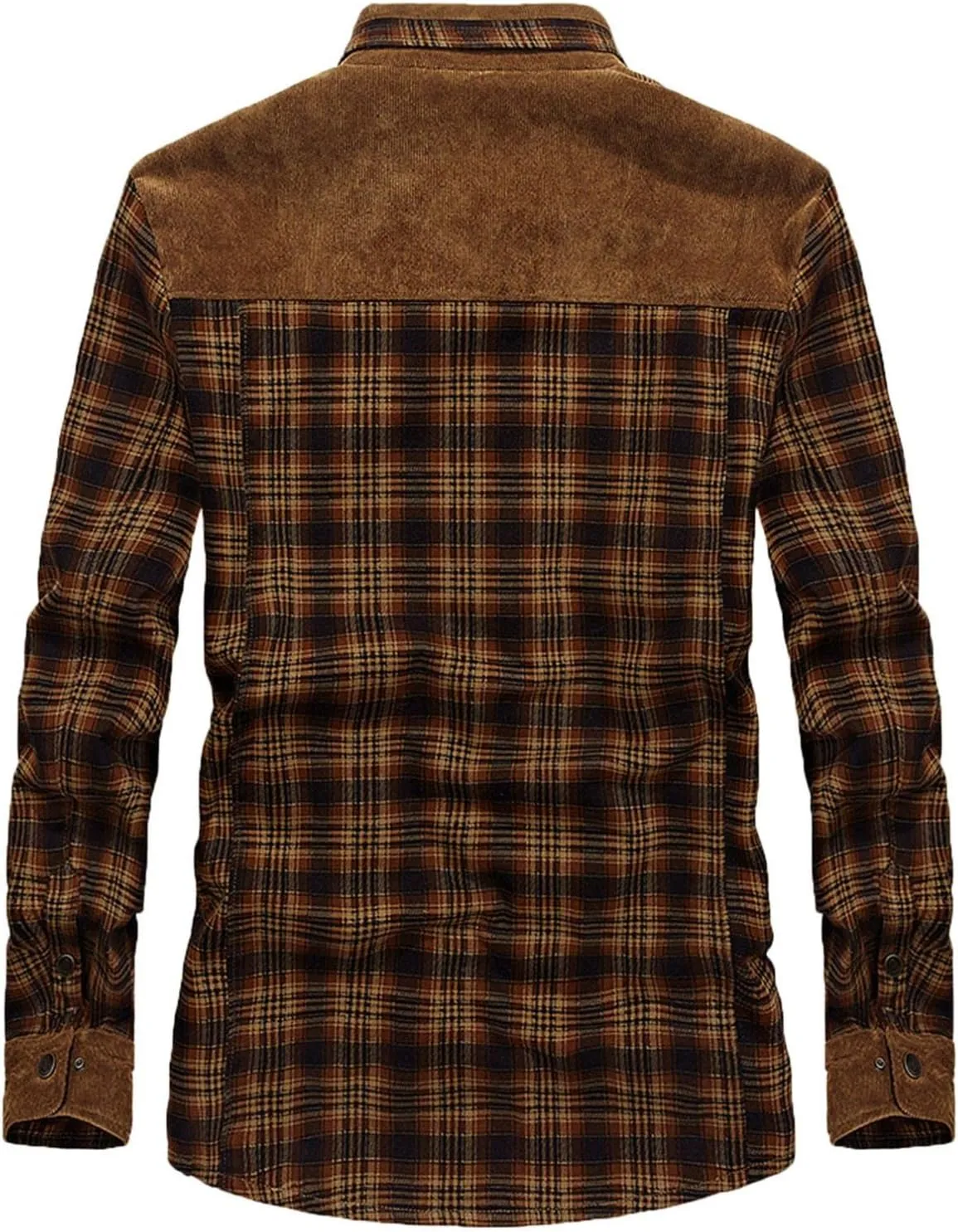 WUAI-Men Winter Warm Sherpa Fleece Lined Shirt Jackets Thicken Button Down Thermal Buffalo Plaid Flannel Shacket Outwear