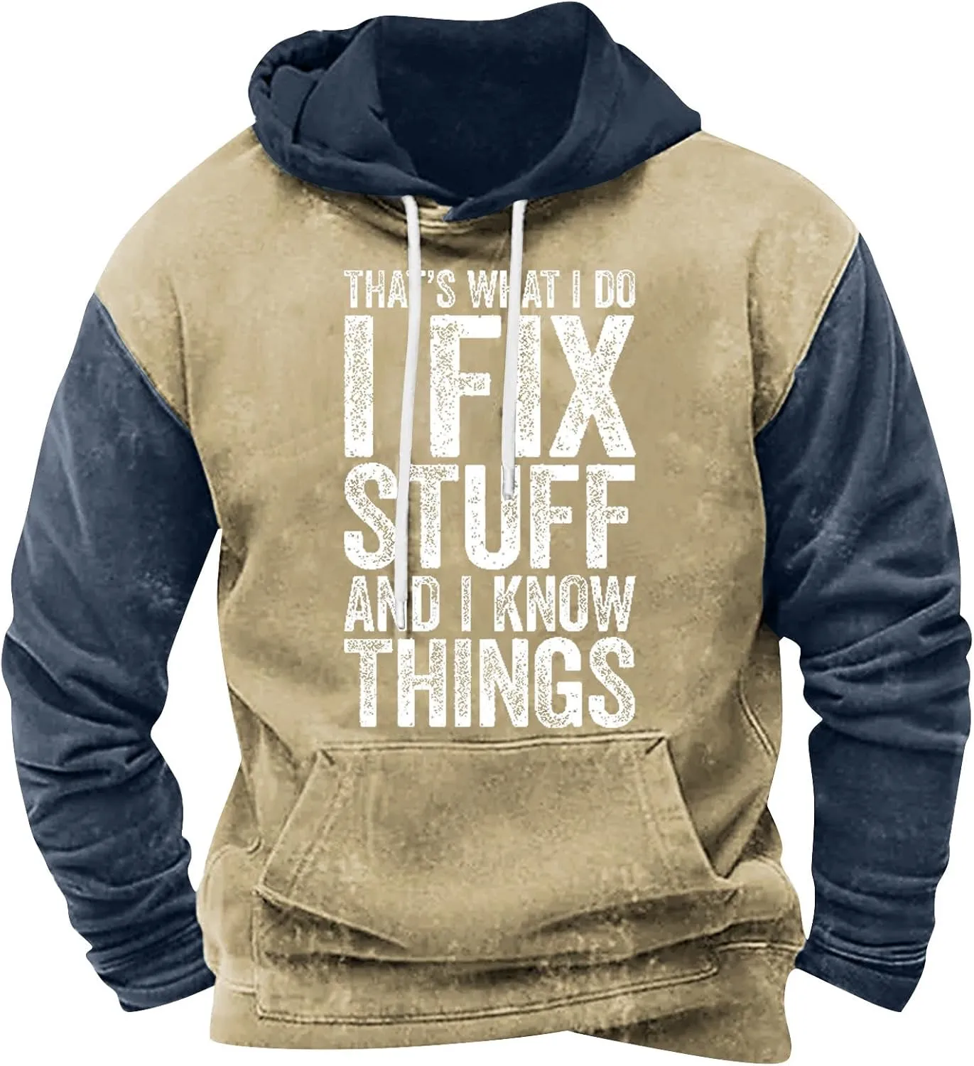 Ymosrh Novelty Hoodies Color Block Letter Printed Hoodies Pullover Sweatshirt with Pockets, M-4XL