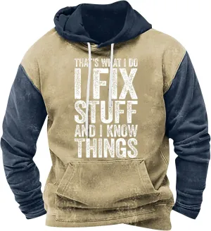 Ymosrh Novelty Hoodies Color Block Letter Printed Hoodies Pullover Sweatshirt with Pockets, M-4XL