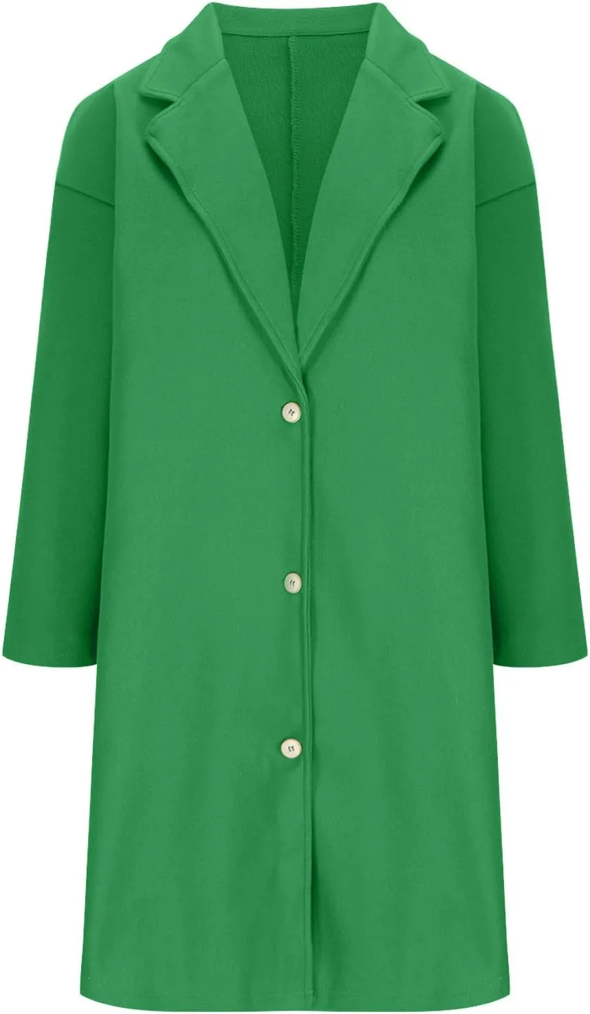 YRAETENM Womens Casual Jackets Single Breasted Notched Lapel Collar Wool Blend Overcoat Lightweight Solid Color Trench Coats