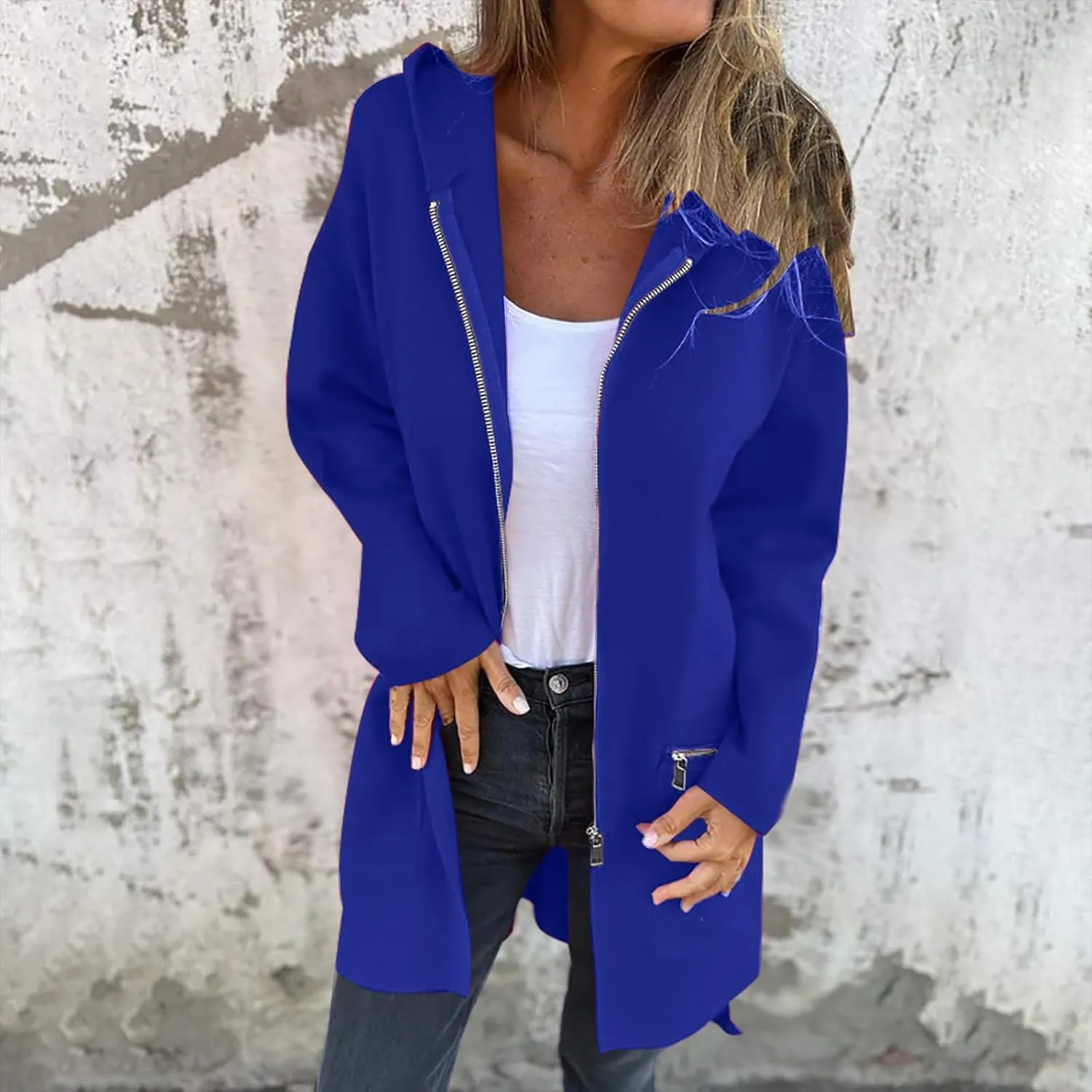 YRAETENM Womens Casual Jackets Single Breasted Notched Lapel Collar Wool Blend Overcoat Lightweight Solid Color Trench Coats