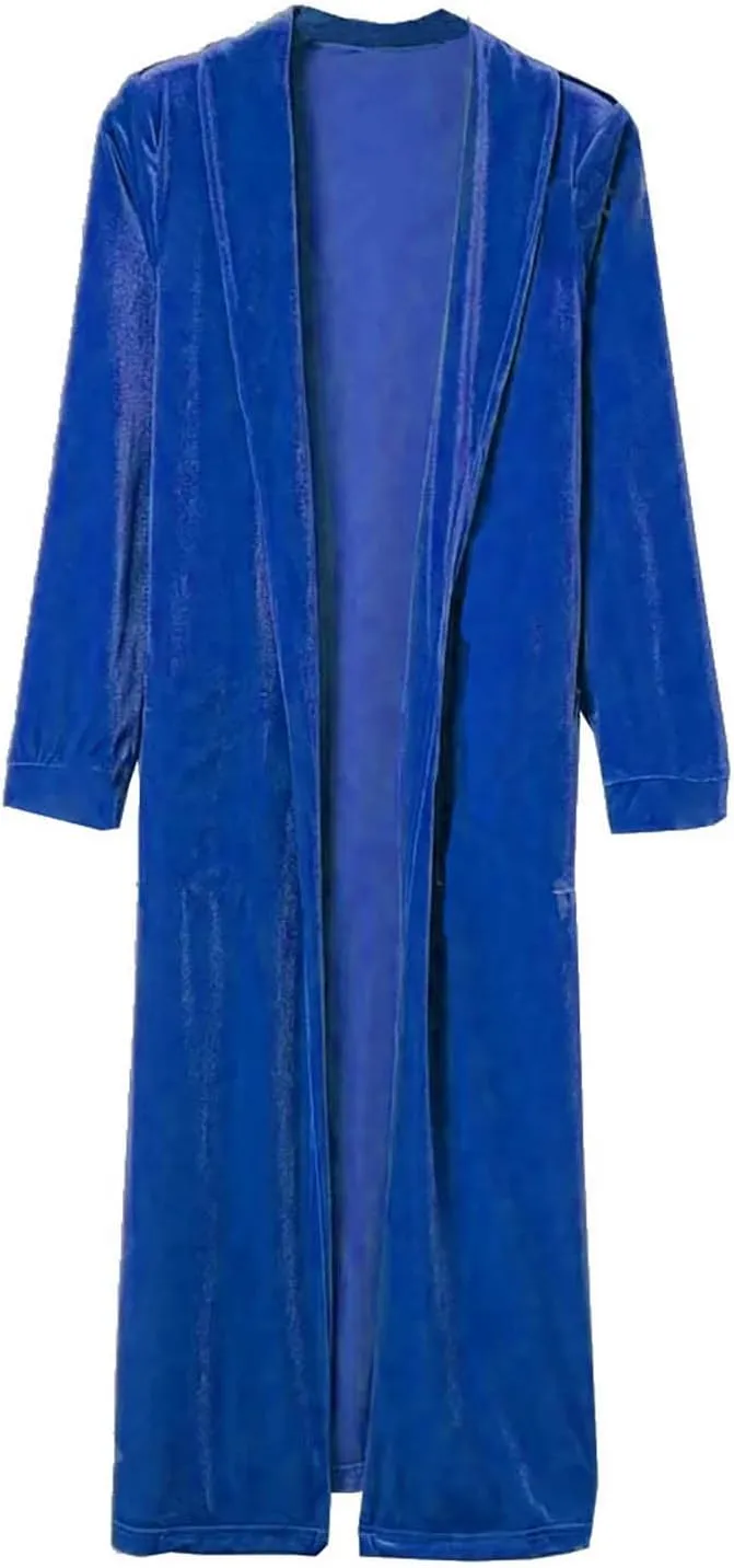YRAETENM Women's Long Velvet Cardigan Jacket Fall Dressy Open Front Velour Lapel Coatigan Jackets Business Office Outwear