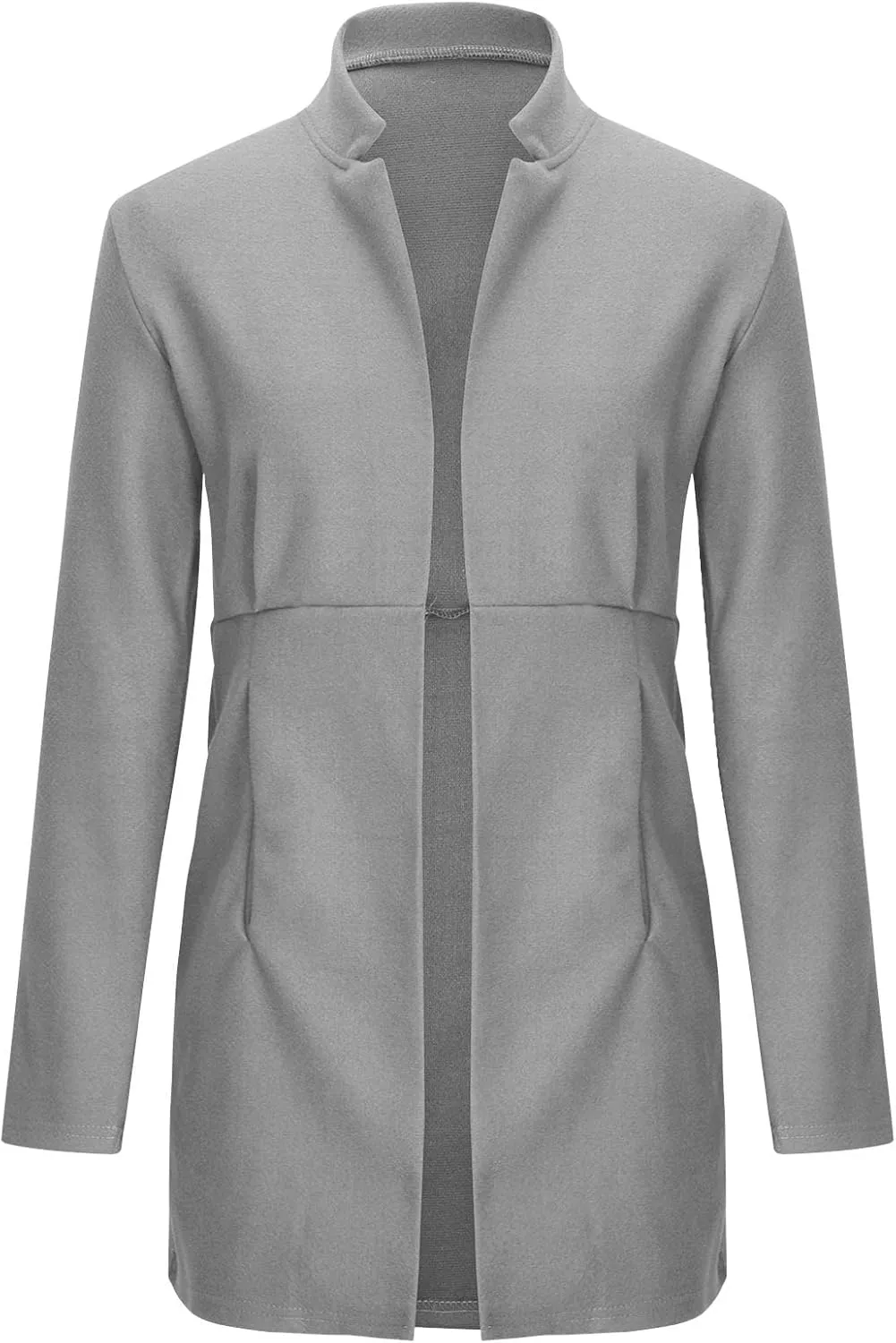 YRAETENM Women's Stand Collar Jacket Fall Winter Warm Wool Blend Pea Coats Slim Fit Business Office Long Cardigan Outwear